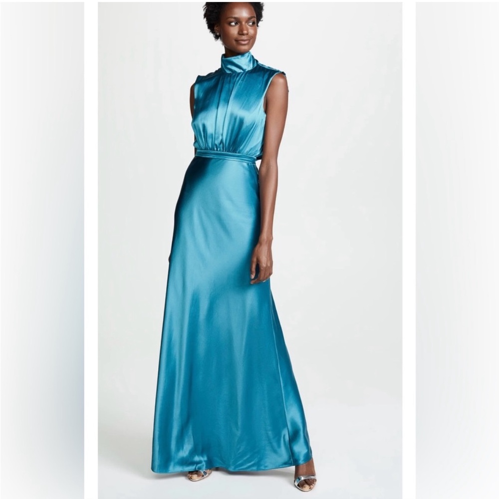 SALONI Blue Satin Maxi Dress